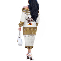 Malibu Christmas Off The Shoulder Long Sleeve Dress Xmas Holiday Patterns - Wonder Print Shop