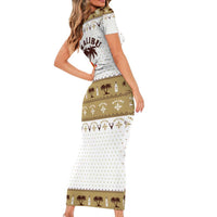 Malibu Christmas Short Sleeve Bodycon Dress Xmas Holiday Patterns - Wonder Print Shop