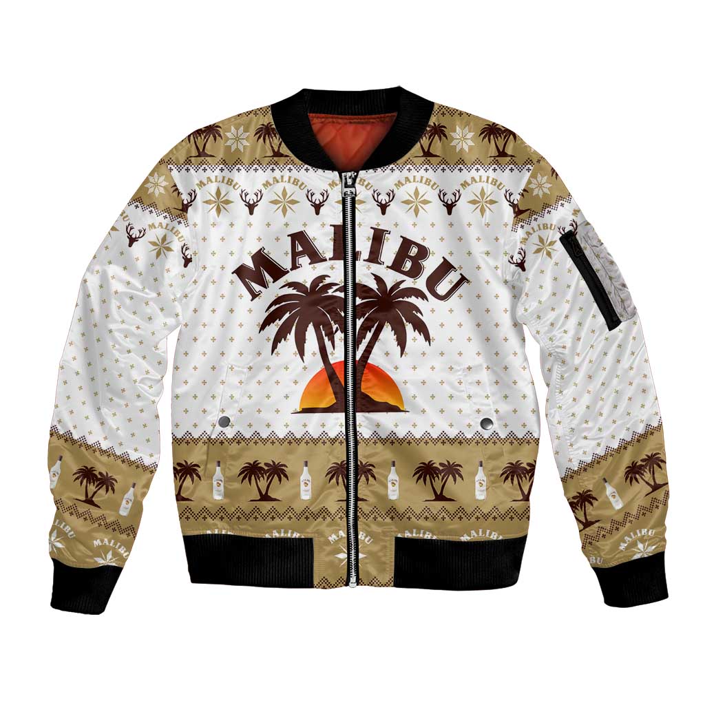 Malibu Christmas Sleeve Zip Bomber Jacket Xmas Holiday Patterns - Wonder Print Shop