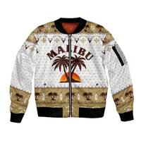 Malibu Christmas Sleeve Zip Bomber Jacket Xmas Holiday Patterns - Wonder Print Shop