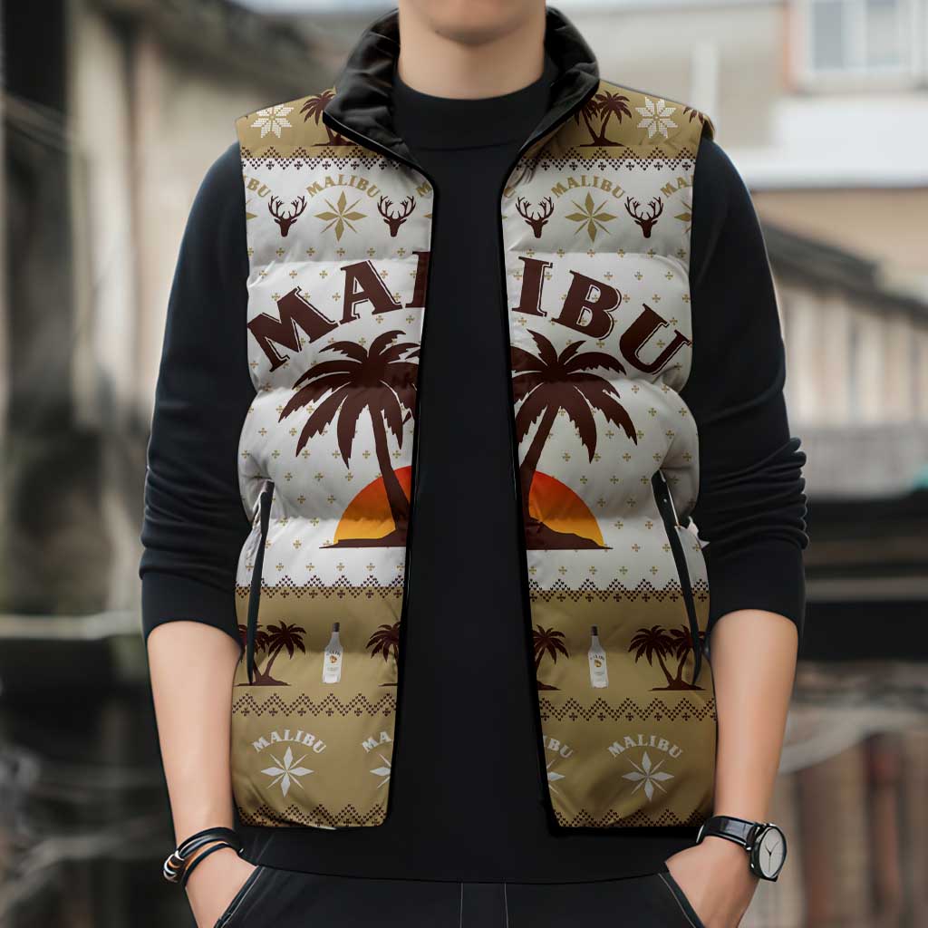Malibu Christmas Sleeveless Puffer Jacket Xmas Holiday Patterns - Wonder Print Shop