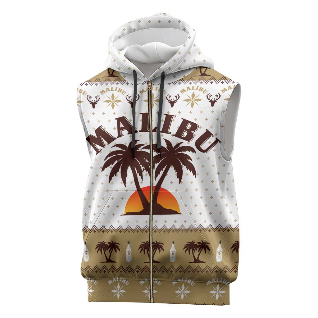 Malibu Christmas Sleeveless Zip Hoodie Xmas Holiday Patterns - Wonder Print Shop