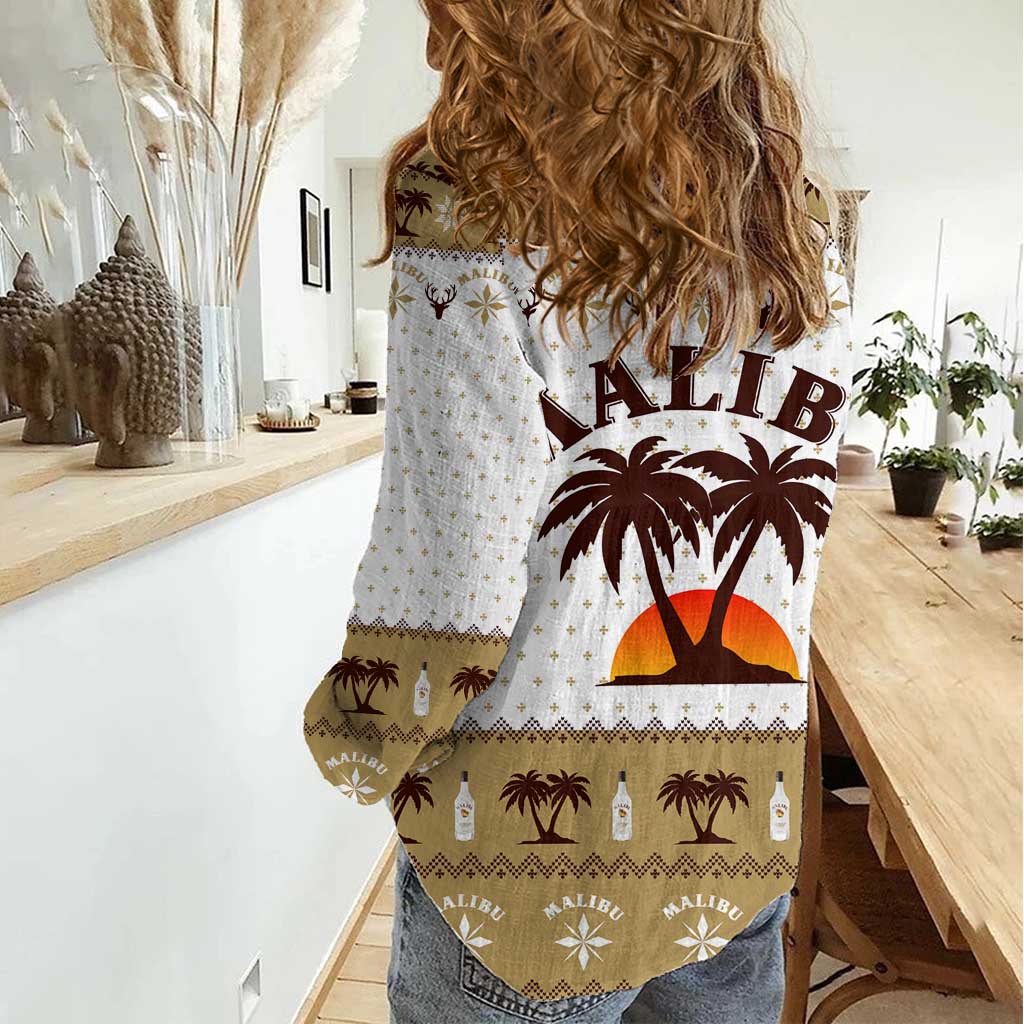Malibu Christmas Women Casual Shirt Xmas Holiday Patterns - Wonder Print Shop