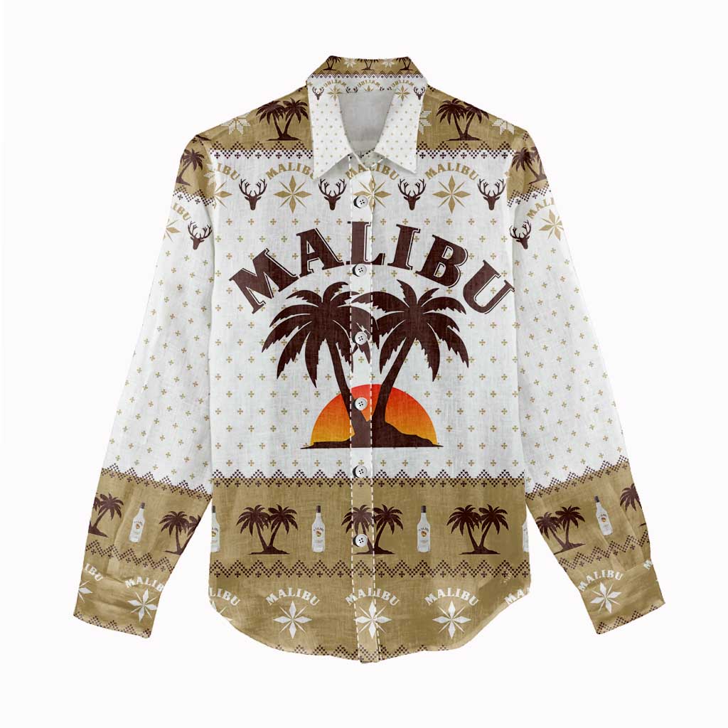 Malibu Christmas Women Casual Shirt Xmas Holiday Patterns - Wonder Print Shop