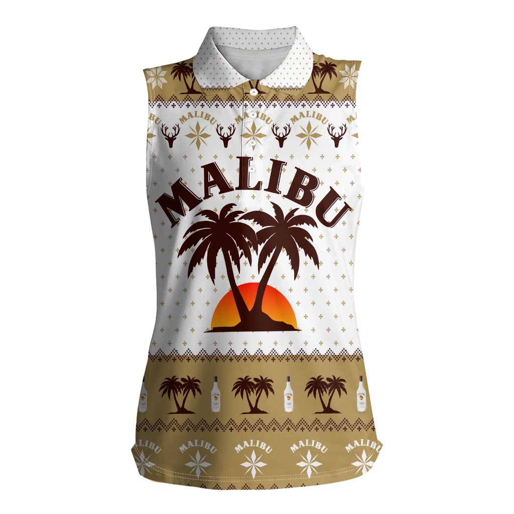 Malibu Christmas Women Sleeveless Polo Shirt Xmas Holiday Patterns - Wonder Print Shop