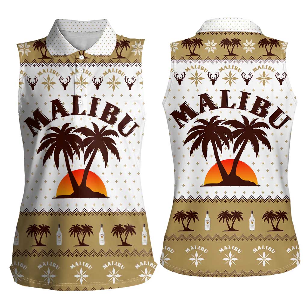 Malibu Christmas Women Sleeveless Polo Shirt Xmas Holiday Patterns - Wonder Print Shop