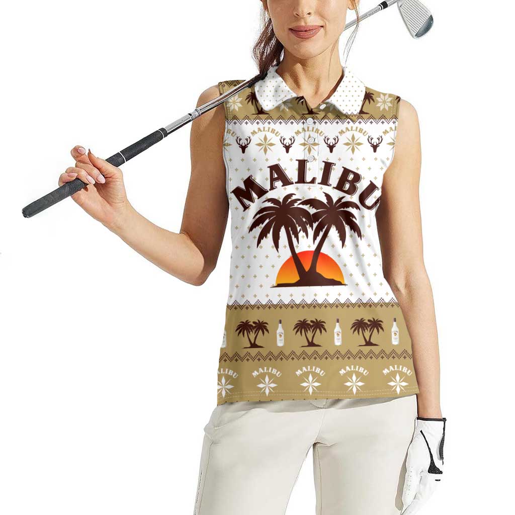 Malibu Christmas Women Sleeveless Polo Shirt Xmas Holiday Patterns - Wonder Print Shop