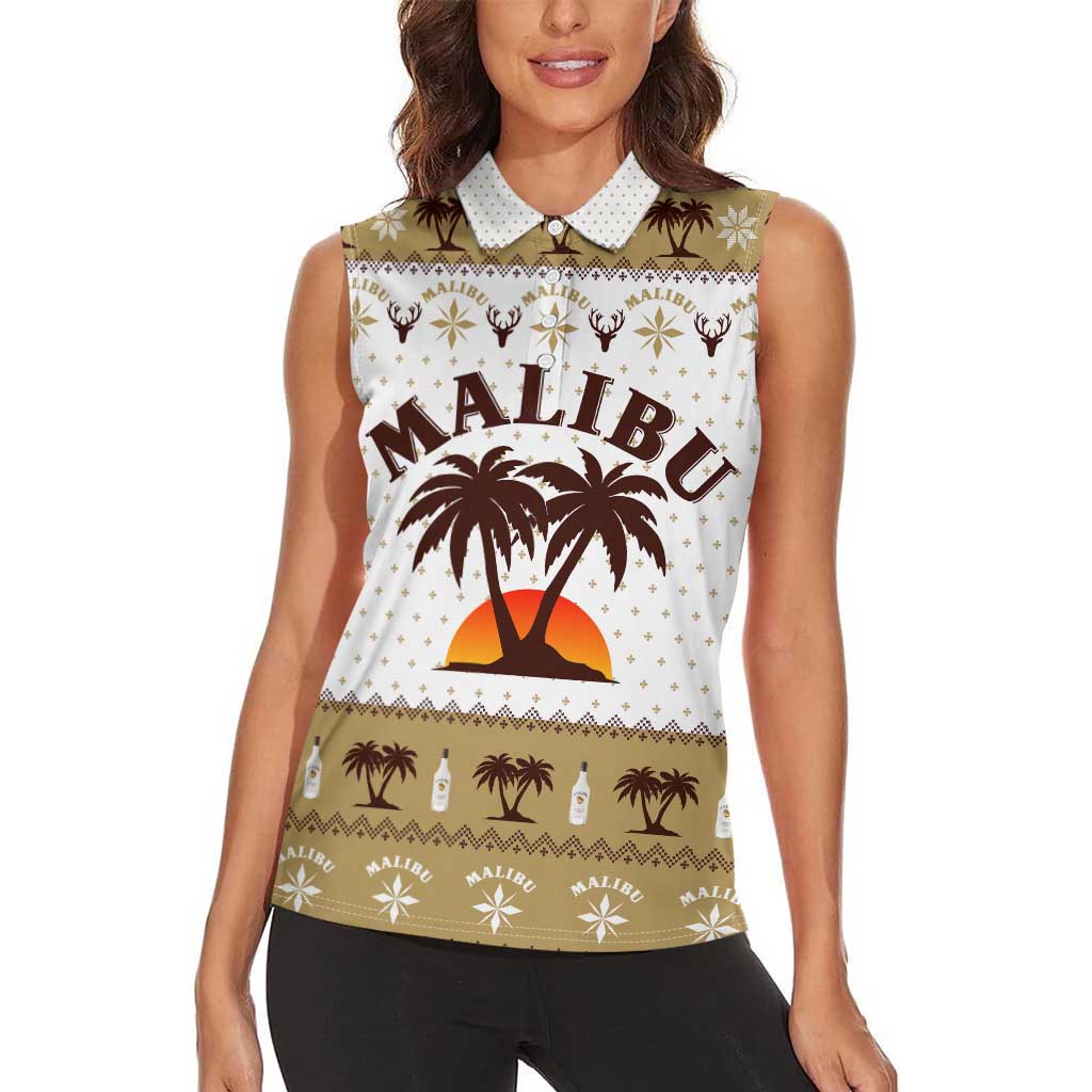 Malibu Christmas Women Sleeveless Polo Shirt Xmas Holiday Patterns - Wonder Print Shop