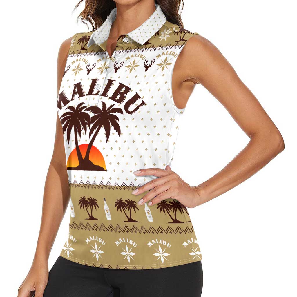 Malibu Christmas Women Sleeveless Polo Shirt Xmas Holiday Patterns - Wonder Print Shop