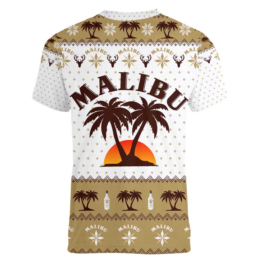 Malibu Christmas Women V-Neck T-Shirt Xmas Holiday Patterns - Wonder Print Shop