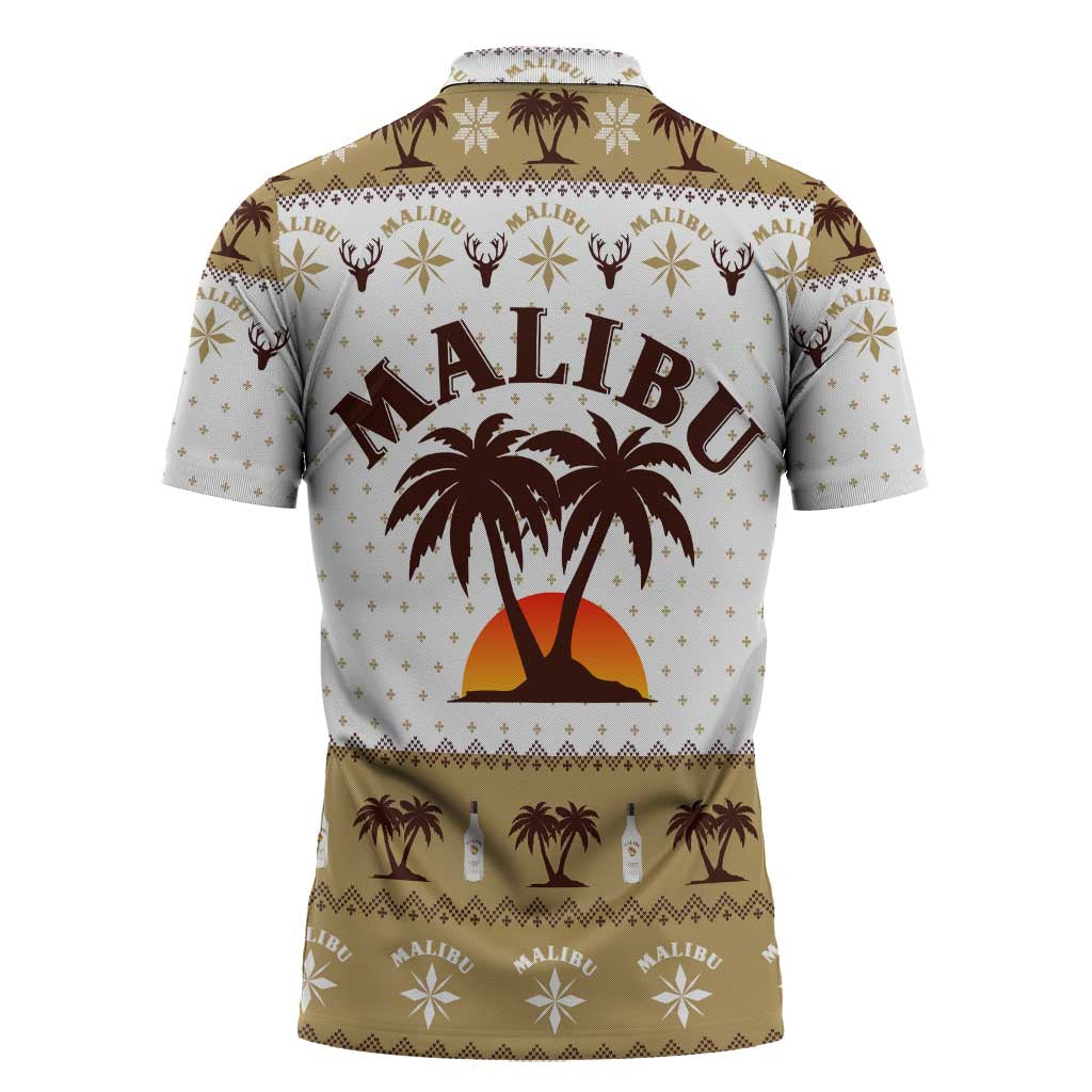 Malibu Christmas Zipper Polo Shirt Xmas Holiday Patterns - Wonder Print Shop