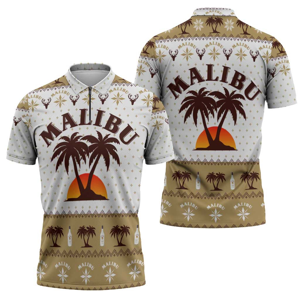 Malibu Christmas Zipper Polo Shirt Xmas Holiday Patterns - Wonder Print Shop