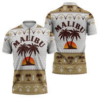 Malibu Christmas Zipper Polo Shirt Xmas Holiday Patterns - Wonder Print Shop