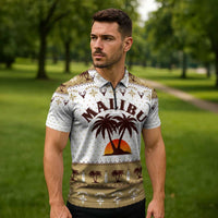 Malibu Christmas Zipper Polo Shirt Xmas Holiday Patterns - Wonder Print Shop