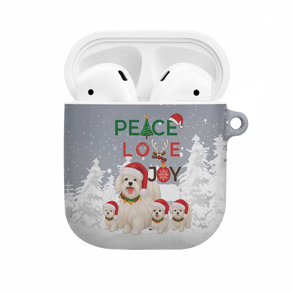 Maltese Peace Love Joy Christmas AirPods Case Xmas Holiday Patterns - Wonder Print Shop