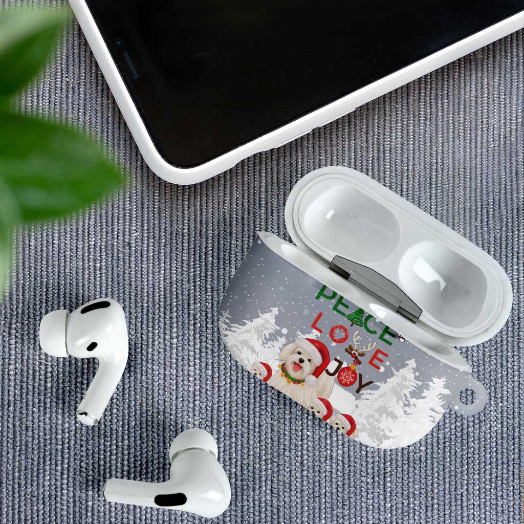 Maltese Peace Love Joy Christmas AirPods Case Xmas Holiday Patterns - Wonder Print Shop