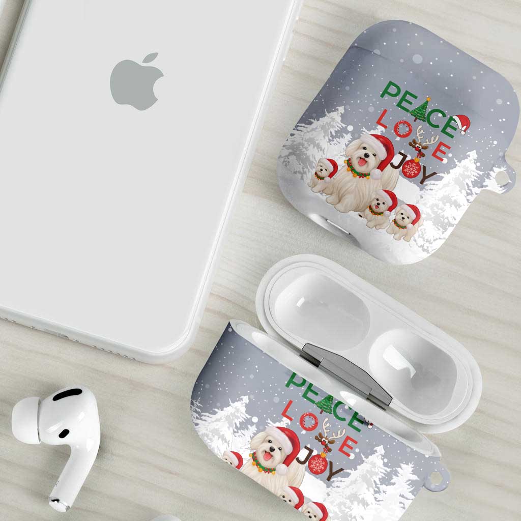 Maltese Peace Love Joy Christmas AirPods Case Xmas Holiday Patterns - Wonder Print Shop