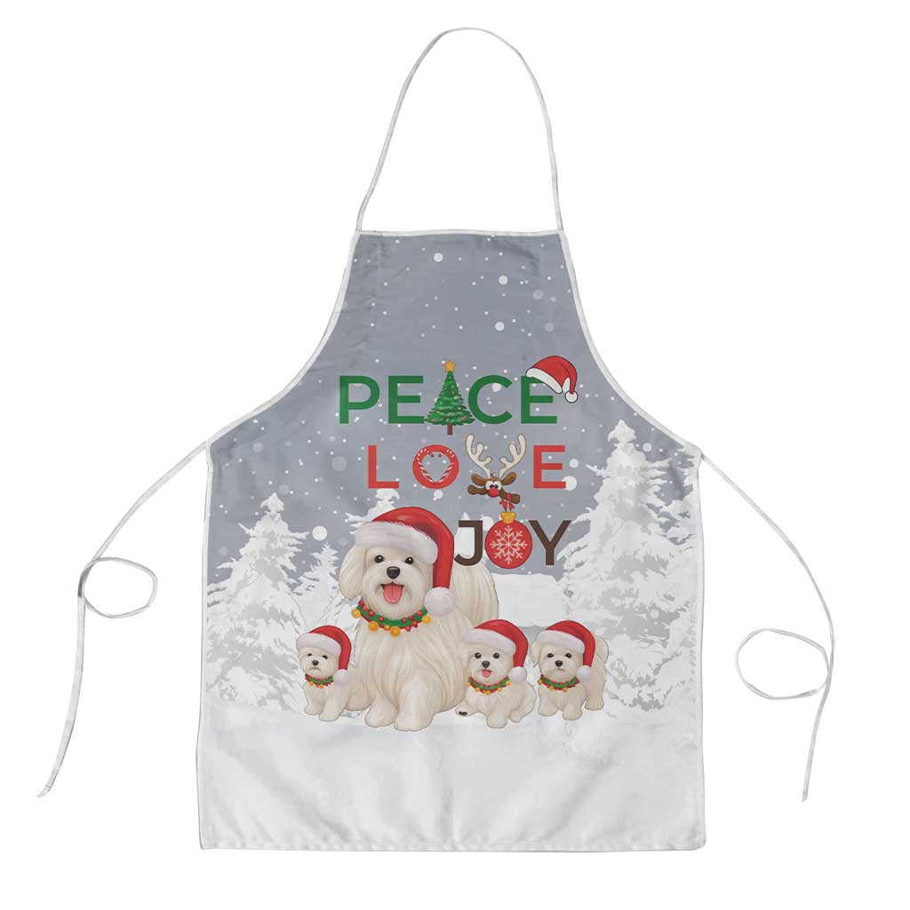 Maltese Peace Love Joy Christmas Apron Xmas Holiday Patterns - Wonder Print Shop