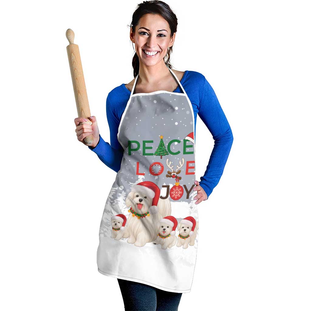 Maltese Peace Love Joy Christmas Apron Xmas Holiday Patterns - Wonder Print Shop