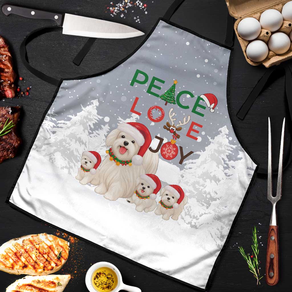 Maltese Peace Love Joy Christmas Apron Xmas Holiday Patterns - Wonder Print Shop