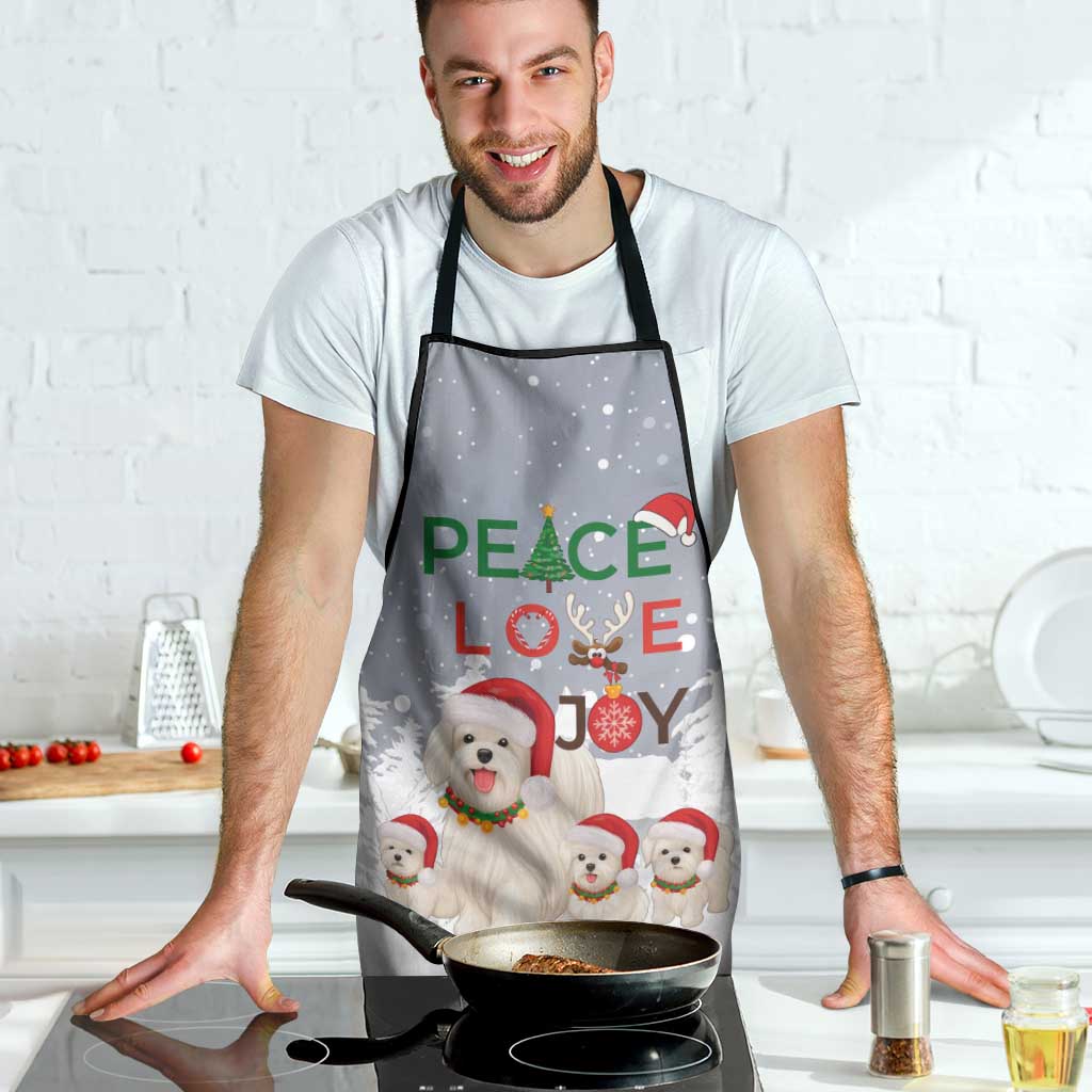 Maltese Peace Love Joy Christmas Apron Xmas Holiday Patterns - Wonder Print Shop