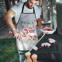 Maltese Peace Love Joy Christmas Apron Xmas Holiday Patterns - Wonder Print Shop