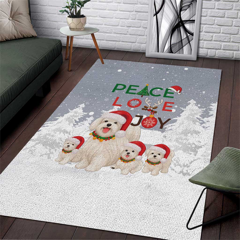 Maltese Peace Love Joy Christmas Area Rug Xmas Holiday Patterns - Wonder Print Shop