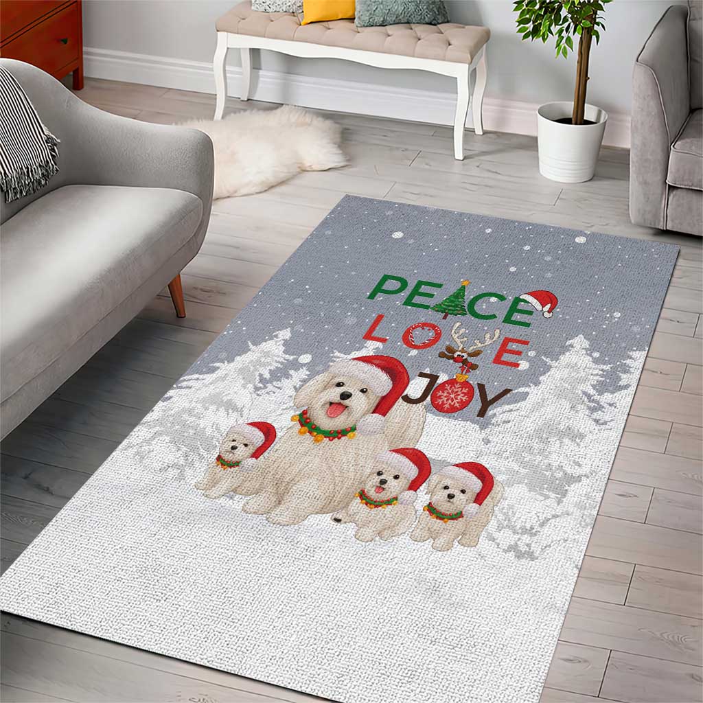 Maltese Peace Love Joy Christmas Area Rug Xmas Holiday Patterns - Wonder Print Shop