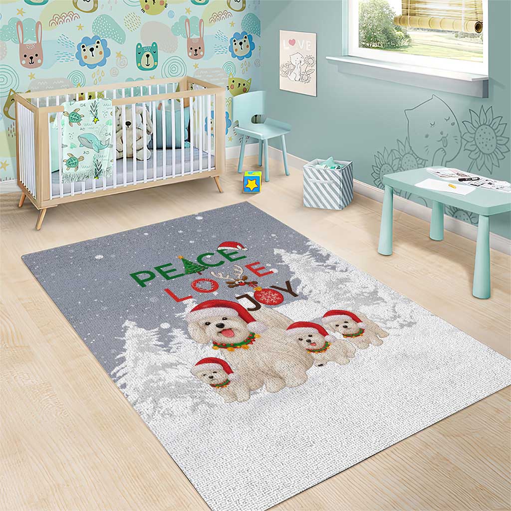 Maltese Peace Love Joy Christmas Area Rug Xmas Holiday Patterns - Wonder Print Shop