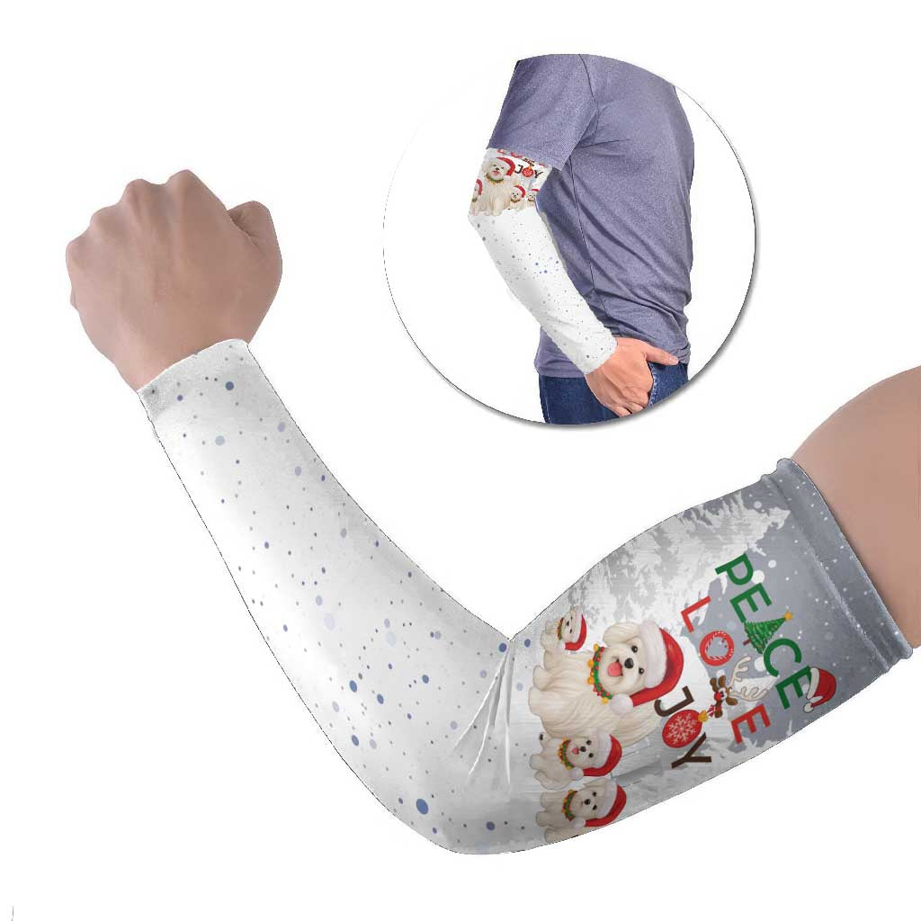 Maltese Peace Love Joy Christmas Arm Sleeves Xmas Holiday Patterns - Wonder Print Shop