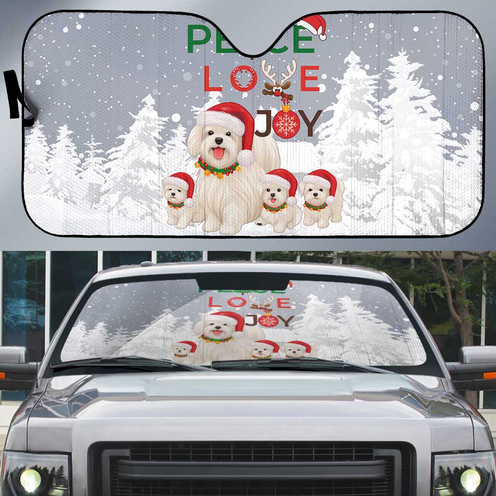 Maltese Peace Love Joy Christmas Auto Sun Shade Xmas Holiday Patterns - Wonder Print Shop