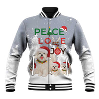 Maltese Peace Love Joy Christmas Baseball Jacket Xmas Holiday Patterns - Wonder Print Shop
