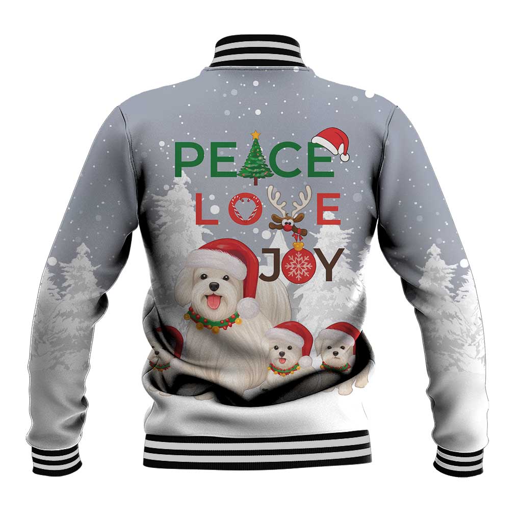 Maltese Peace Love Joy Christmas Baseball Jacket Xmas Holiday Patterns - Wonder Print Shop
