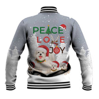 Maltese Peace Love Joy Christmas Baseball Jacket Xmas Holiday Patterns - Wonder Print Shop