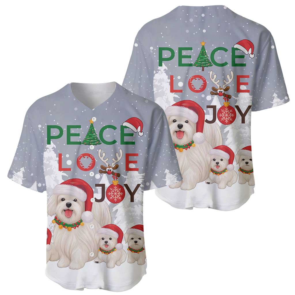 Maltese Peace Love Joy Christmas Baseball Jersey Xmas Holiday Patterns - Wonder Print Shop