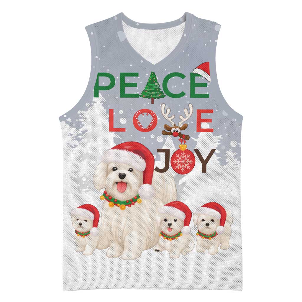 Maltese Peace Love Joy Christmas Basketball Jersey Xmas Holiday Patterns - Wonder Print Shop