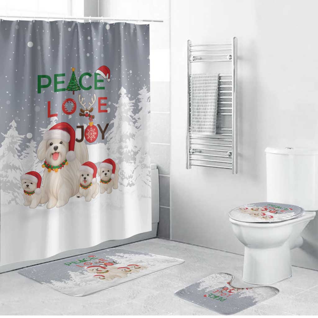 Maltese Peace Love Joy Christmas Bathroom Set Xmas Holiday Patterns - Wonder Print Shop