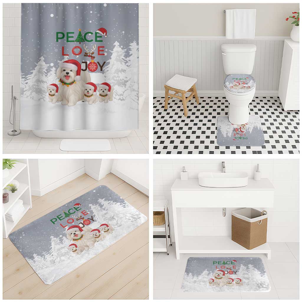 Maltese Peace Love Joy Christmas Bathroom Set Xmas Holiday Patterns - Wonder Print Shop