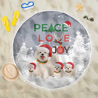 Maltese Peace Love Joy Christmas Beach Blanket Xmas Holiday Patterns - Wonder Print Shop