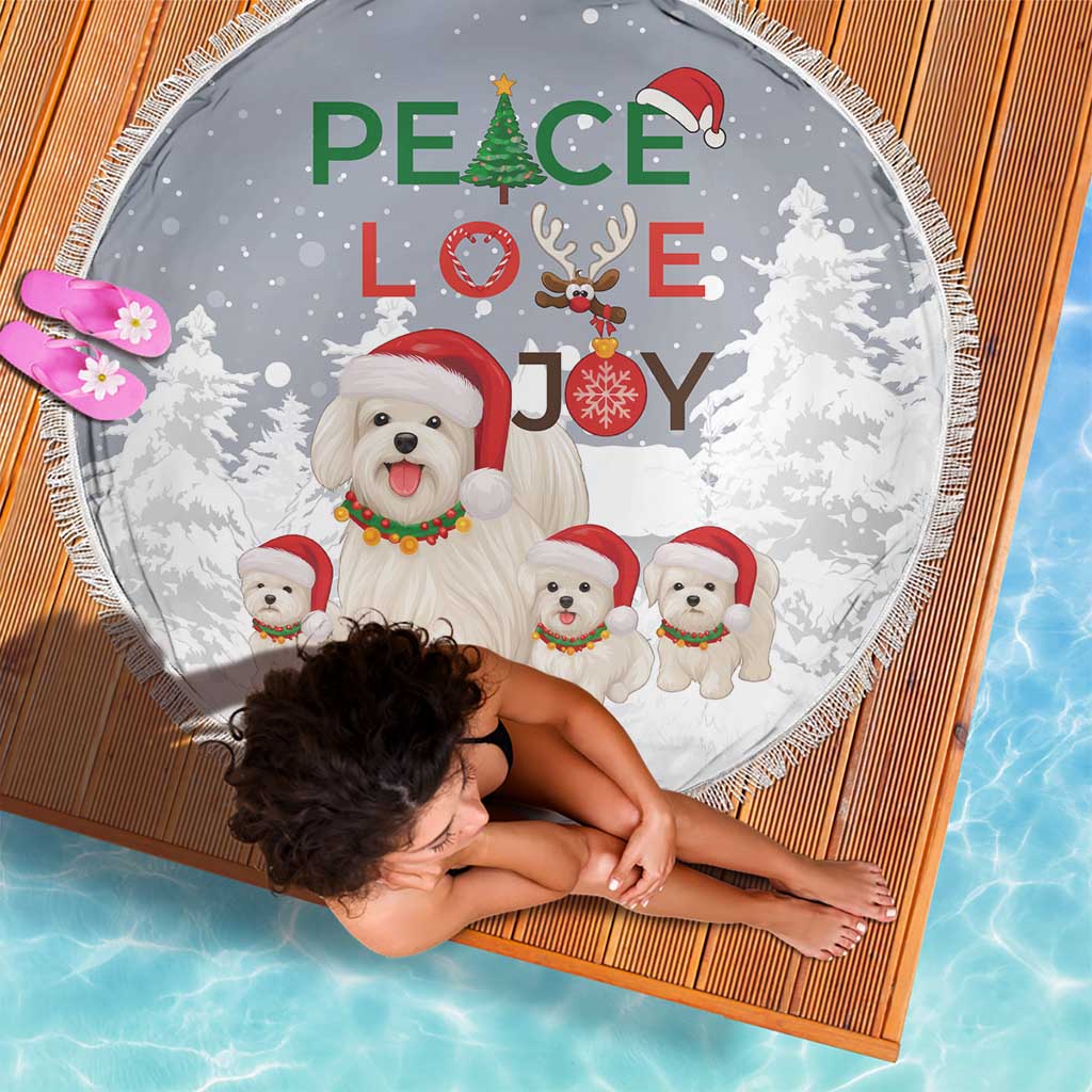 Maltese Peace Love Joy Christmas Beach Blanket Xmas Holiday Patterns - Wonder Print Shop