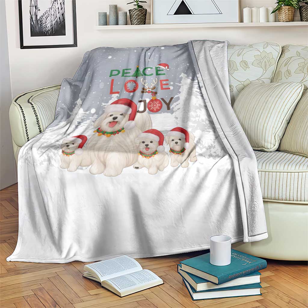 Maltese Peace Love Joy Christmas Blanket Xmas Holiday Patterns - Wonder Print Shop