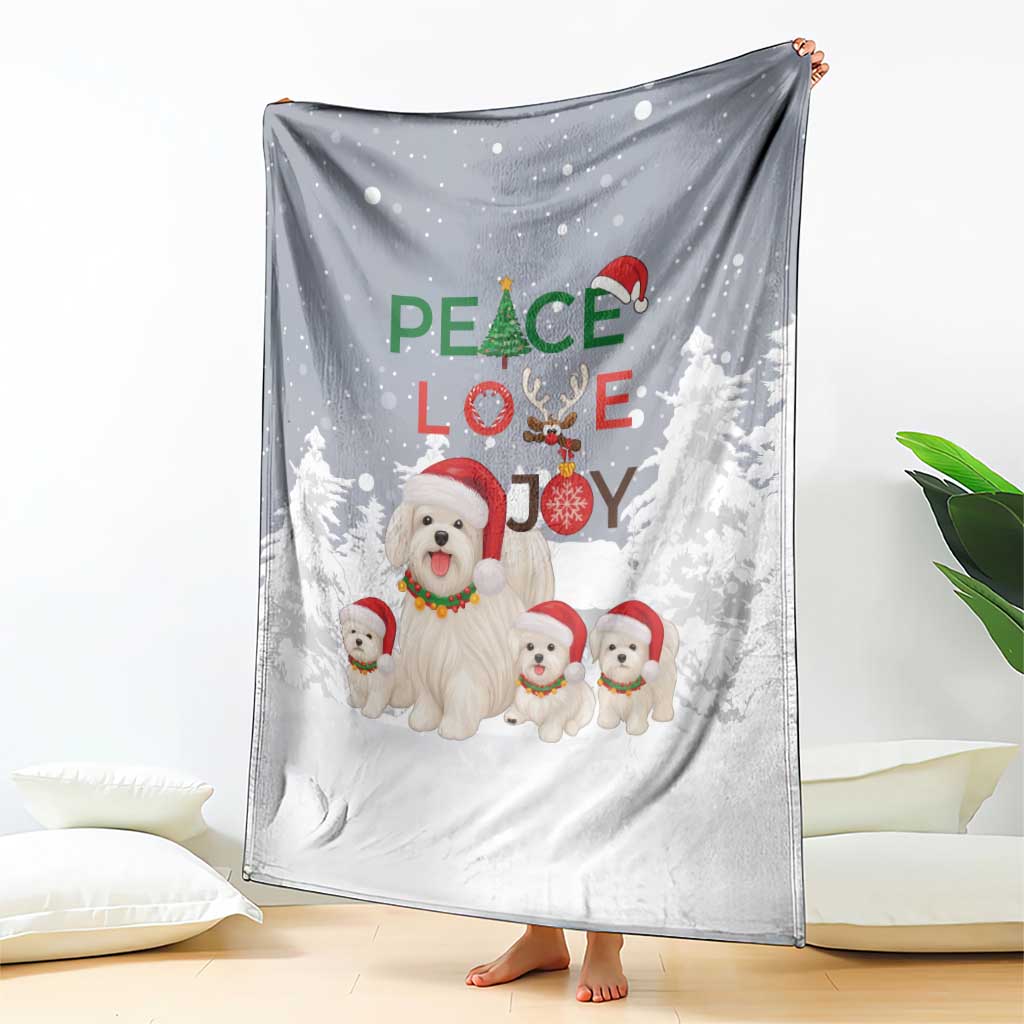 Maltese Peace Love Joy Christmas Blanket Xmas Holiday Patterns - Wonder Print Shop
