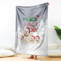 Maltese Peace Love Joy Christmas Blanket Xmas Holiday Patterns - Wonder Print Shop