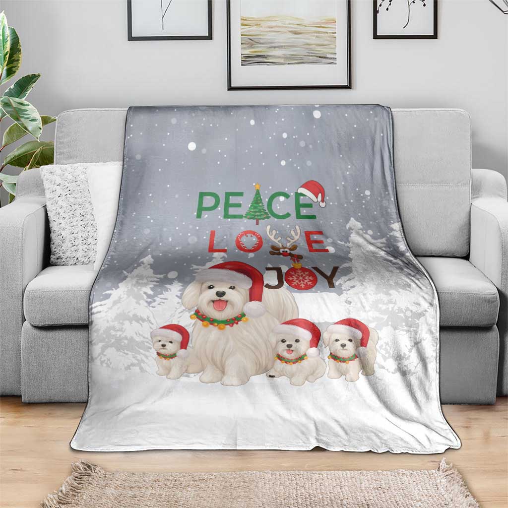 Maltese Peace Love Joy Christmas Blanket Xmas Holiday Patterns - Wonder Print Shop