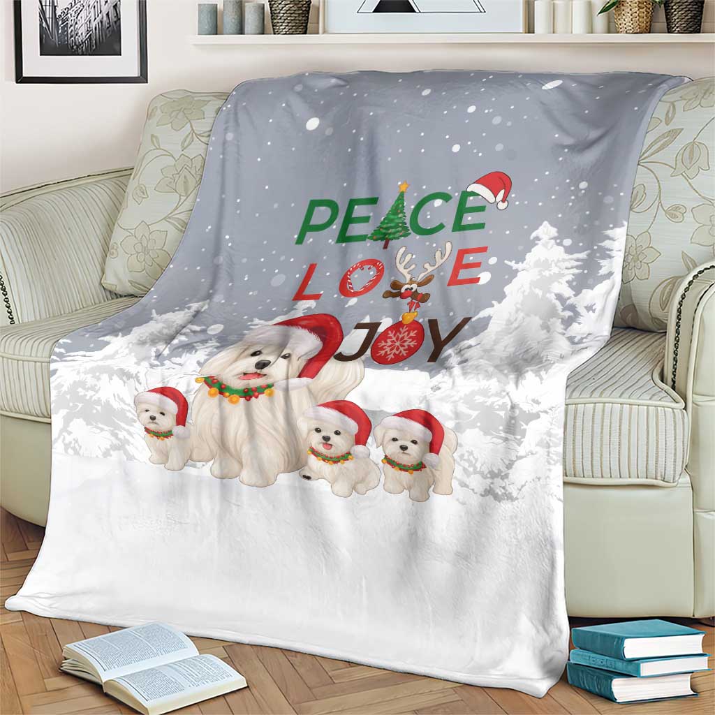 Maltese Peace Love Joy Christmas Blanket Xmas Holiday Patterns - Wonder Print Shop