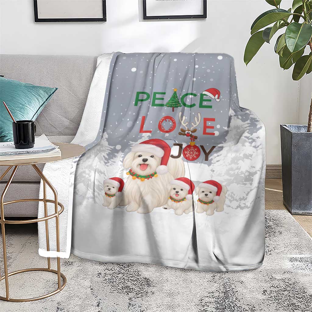 Maltese Peace Love Joy Christmas Blanket Xmas Holiday Patterns - Wonder Print Shop