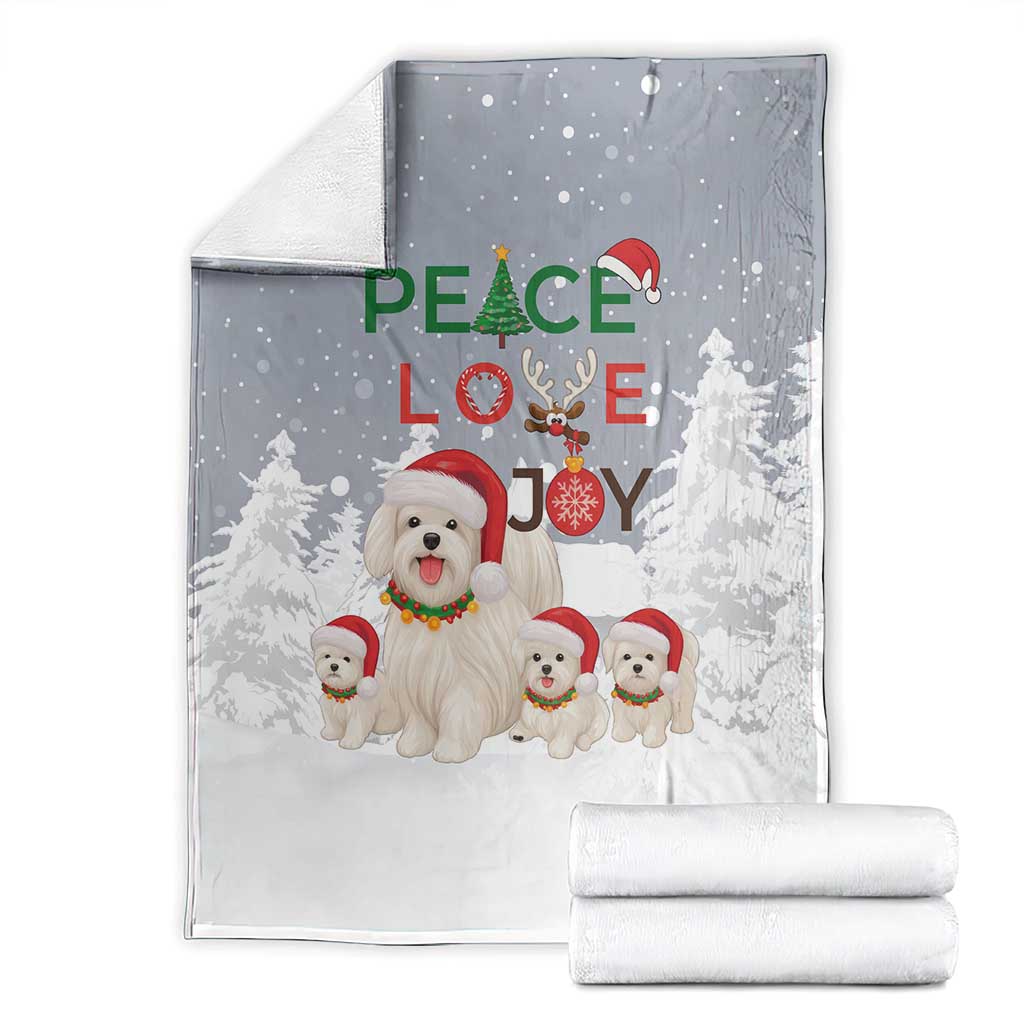 Maltese Peace Love Joy Christmas Blanket Xmas Holiday Patterns - Wonder Print Shop