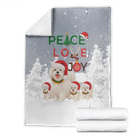 Maltese Peace Love Joy Christmas Blanket Xmas Holiday Patterns - Wonder Print Shop