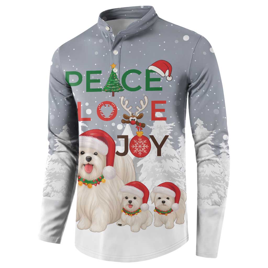 Maltese Peace Love Joy Christmas Button Sweatshirt Xmas Holiday Patterns - Wonder Print Shop