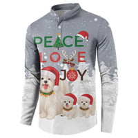 Maltese Peace Love Joy Christmas Button Sweatshirt Xmas Holiday Patterns - Wonder Print Shop
